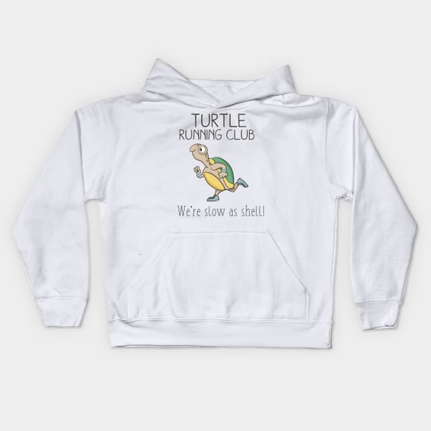 Turtle Running Club, Funny Turtle Running Kids Hoodie by Dreamy Panda Designs